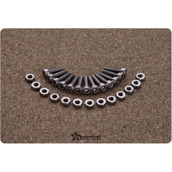 Gmade GMA72101 Boulons et Écrous Hexagonaux en Acier Inoxydable pour VR01 Beadlocks Pièces de Rechange, Noir
