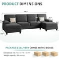 thumbnail image 5 of Walsunny Modern U-Shape Sectional Sofa, Chenille Fabric Modular Couch, 4 Seat Oversized Sofa with Chaise for Living Room, 5 of 11