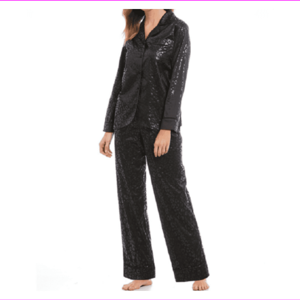 Cabernet Sleep Sense Cabernet Womens Black Sateen Leopard Print cabernet-sleep-sense-cabernet-womens-black-sateen-leopard-print