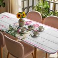 thumbnail image 3 of Pink Tulip Table Cloths for 8 Foot Rectangle Tables, Spring Floral Romantic Flowers Modern Art Wooden Patio Waterproof Elastic Fitted Tablecloths, Washable Rectangular Table Cover for Camping, 3 of 8