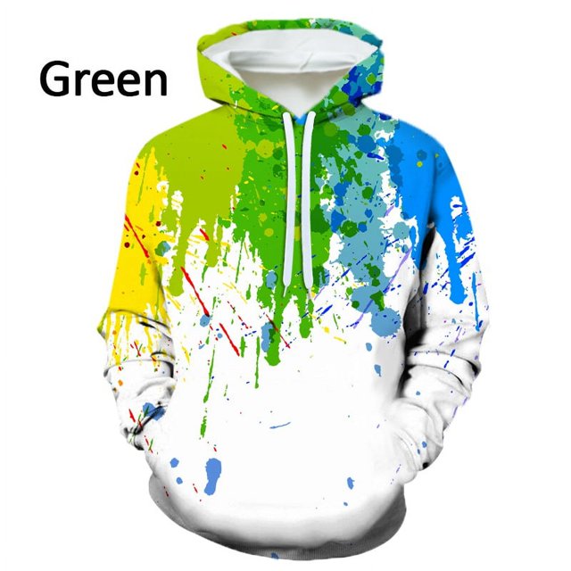 Sweat à Capuche Imprimé 3D Décontracté à Manches Longues pour Hommes, Encre Éclaboussée, Dégoulinant, Coloré, Punk de Rue, Hip Hop