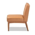 thumbnail image 3 of Baxton Studio Riordan Mid-Century Modern Tan Faux Leather Upholstered and Walnut Brown Finished Wood Dining Chair, 3 of 6