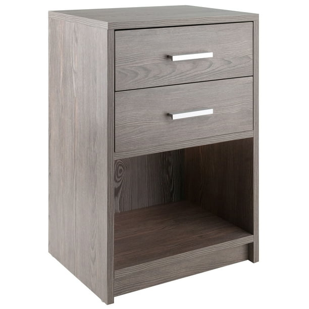 Winsome Wood Molina 2 Drawer Nightstand Ash Gray Finish Walmart Com Walmart Com