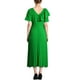 thumbnail image 3 of Vestido de verano midi para mujer con cuello asimétrico y dobladillo plisado, mangas cortas con volantes, color verde, 3 of 6