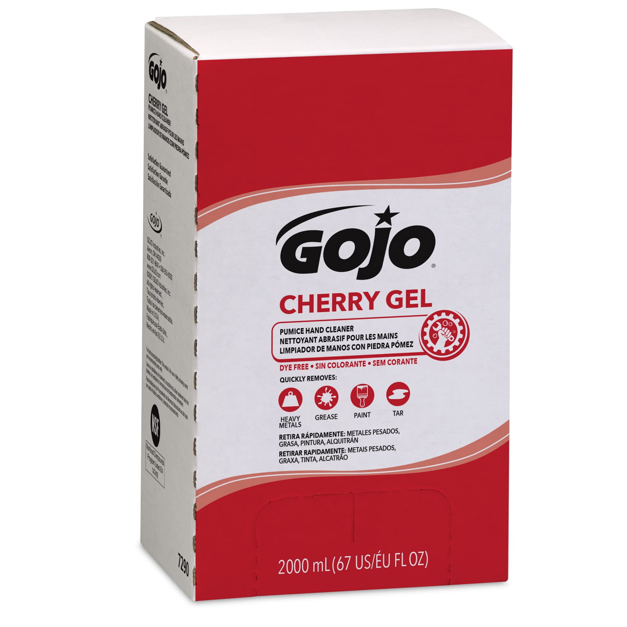 GOJO Industries 7290-04 2000 mL Refill Cherry Gel Pumice Hand Cleaner - Cherry Scent (4/Carton)