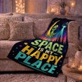 thumbnail image 6 of Whimsical Space Adventure Alien Crescent, Playful Celestial Art Scene, Warm Flannel Blanket for Home Library and Reading Nook, Celestial Art Lovers Housewarming Gift, Celestial Home Decor, 6 of 9