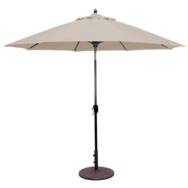 Galtech International 736bk87 9 ft. Auto Tilt & Steel Cable Crank Lift Champagne Linen Sunbrella