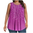 thumbnail image 2 of Plus Size Tank Tops for Women Sleeveless Round-Neck Printed Casual T-shirt Purple XXXXXL, 2 of 6