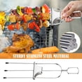 thumbnail image 4 of Deago 3 Pcs Skewers for Grilling- 14 Inch 3-prong Flat Stainless Steel BBQ Skewer with Push Bar- Reusable Metal BBQ Kabob Skewers Sticks, 4 of 8