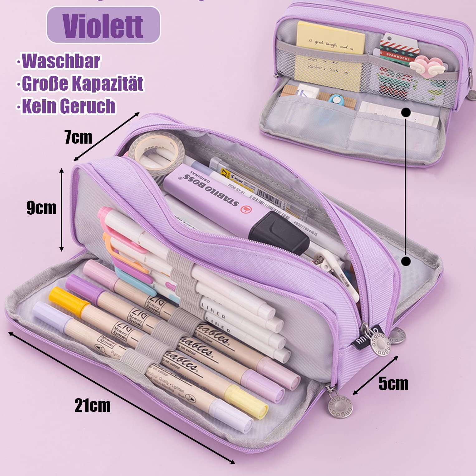 Trousse Triple Compartiments PracticOffice - 22x11x9 Cm, Fermetures Individuelles, Fournitures Scolaires Ou Bureau