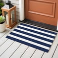 thumbnail image 4 of 2x3 Ft Entryway Area Rug, Navy Blue Stripe Kitchen Rug Runner Washable Floor Mat, Modern Simple Geometric White Striped Non Slip Indoor Door Mat Throw Carpet for Bathroom Living Room Bedroom, 4 of 8