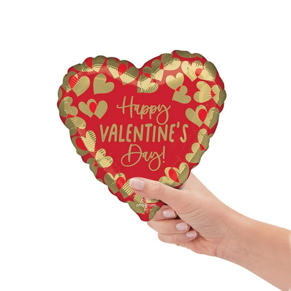9 inch Golden Happy Valentine'S Day (Air Fill Only) Foil Mylar Balloon - Party Supplies Decorations