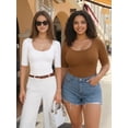 thumbnail image 5 of MOYIKO Half Sleeve T Shirts for Women Scoop Neck Slim Fitted Summer Trendy Tops Casual Basic Tees Clothes, 5 of 7