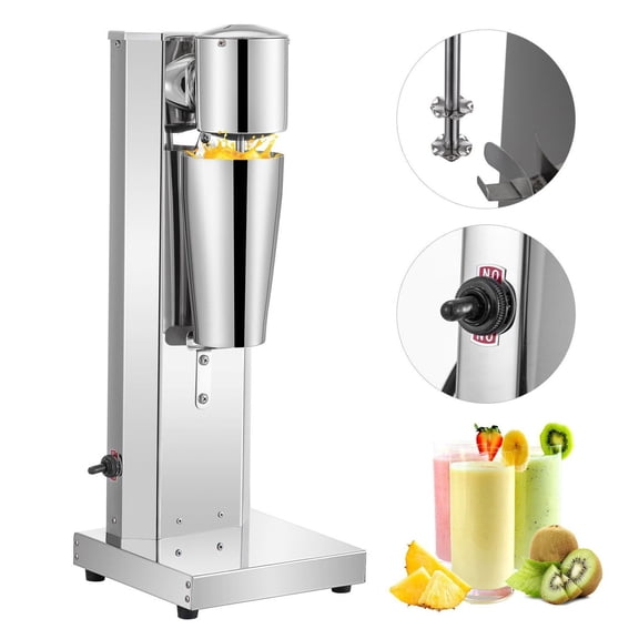 Milkshake Maker, 180W Electric Milkshake Machine, Stainless Steel Single Head Blender with 800ml Cup, 2-Speed Adjustable Drink Mixer for Home & Commercial Use