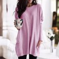 thumbnail image 2 of Women's T-Shirts Autumn Winter Long Sleeve Loose Fit Puff Sleeve Pocket Solid T Shirt for Casual Fashion, 2 of 5