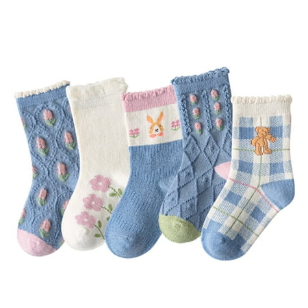 

Yinguo Girls Socks Autumn And Winter Fresh Cartoon Cute Floral Animal Print Thickened Warm Comfortable