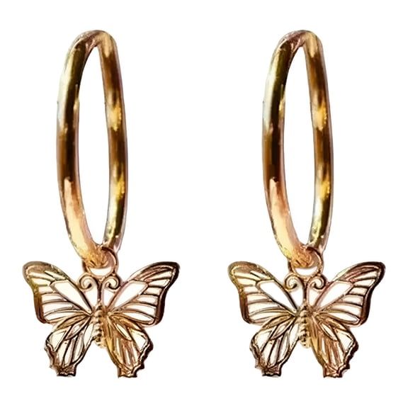 DESIGNICE 2026 New Gold Butterfly Earrings Hoop Drop Dangle Ear Women Jewelry,Butterfly Earrings for Women for Parties, Casual Wear, Special Occasions, Gifts, Evening Outings.