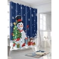 thumbnail image 3 of Fsddascl Navy Blue Snowman Christmas Shower Curtain Set - Long 72" x 84" Washable Bathtub Curtain with 12 Hooks, Xmas Tree Snowflake Balls Gifts Waterproof Fabric Stall Shower Curtains for Bathroom, 3 of 6