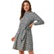 thumbnail image 1 of Vestido Floral de Una Línea de Manga Larga Allegra K Armada S, 1 of 6