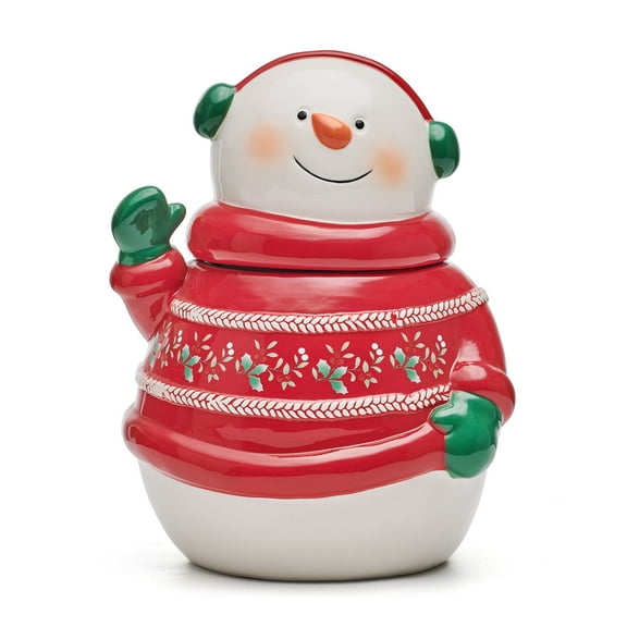 Pfaltzgraff Winterberry Sweater Snowman 10 in Cookie Jar