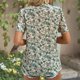 thumbnail image 4 of Blusa de encaje con cuello en V, blusa de guipur de corte informal de gasa de manga corta estampada, Top para mujer, citas, fondo amarillo, verde, floral, XXL, 4 of 6