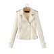 thumbnail image 1 of YUEHAO - Chaqueta de cuero informal de manga larga con solapa y cremallera de color liso para mujer, color blanco, 1 of 7
