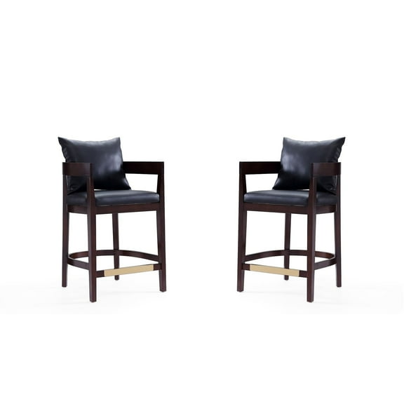 Manhattan Comfort Ritz 26.5" Faux Leather Counter Stool in Black (Set of 2)