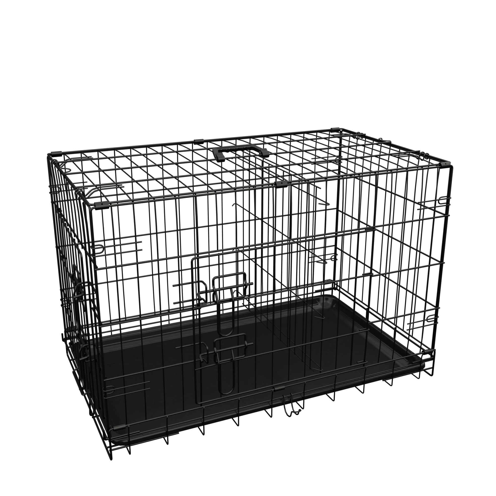 MAYEERTY 42-Inch Medium Dog Crate with Divider, Leak-Proof Tray, Double Door Metal Cage