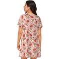 thumbnail image 2 of Bixox Floral Mugs And Strawberries Pattern Women's Nightgown, Soft & Breathable Sleepwear, Round Neck Knee-Length Pajama Dress,Loungewear for Home & Sleep, 2 of 7