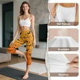 thumbnail image 7 of SCRAWLGOD Halloween Spider Web Bat Yellow Women's Soft Capri Leggings Tummy Control 3/4 Cropped Yoga Leggings for Workout Gym High Waisted Capris Tights with 2 Pockets, M, 7 of 7