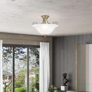 Livex Lighting Coronado Ceiling Mount in Antique Brass