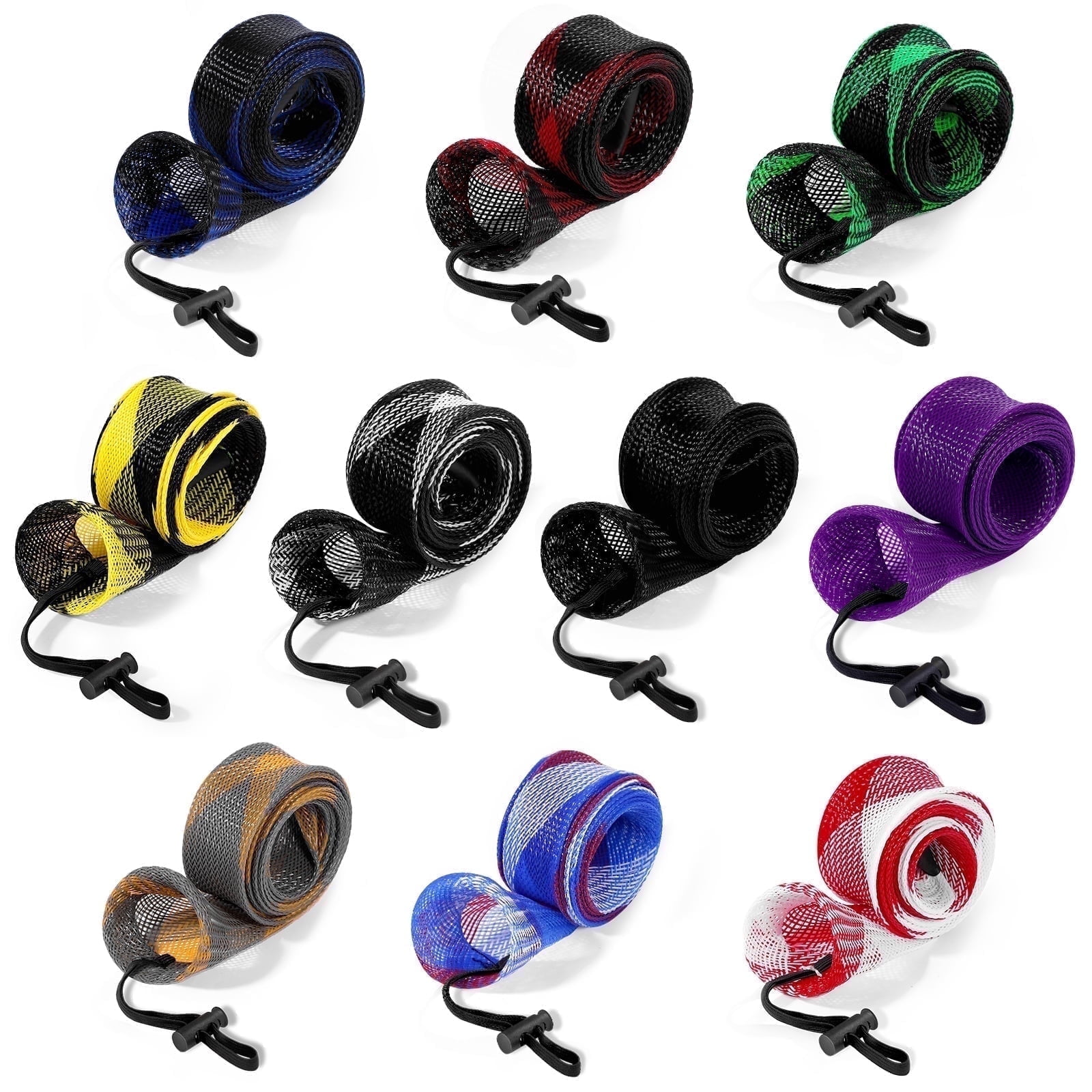 Fishing Rod Sleeve 10PCS - Fishing Pole Sleeve Fishing Rod Cover for Casting Rod, Sea Fishing Rod, Fly Rod - Braided Mesh Rod Protector Fishing Rod Sock