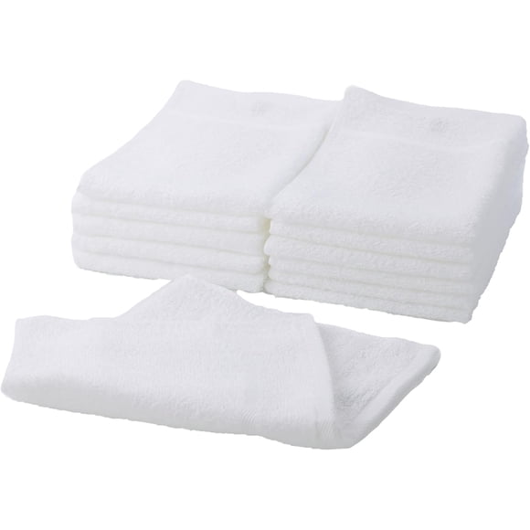 PinesC Towel, Wet Towel, Dish Towel, Washcloths, Thin, Set of 12 (Off White) Off White