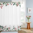 thumbnail image 4 of Shower Curtain Watercolor Leaves Plant Shower Curtains for Bathroom Decor, Waterproof Polyester Shower Curtain Set with Hooks, Extra Long 72" x 84" Red Berries, 4 of 9