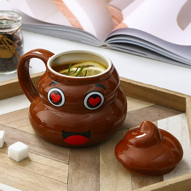 Tazas, Tazas con Tapa, Tazas de Café Helado con Tapa, Tazas de Cerámica Divertidas Creativas Taza de Caca Extraña Taza de Café con Caca Extraña Taza de café con caca