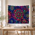 thumbnail image 5 of Vibrant Psychedelic Mandala on Navy Background Energetic Psychedelic for Boho Decor Lovers Mandala Art Decor Housewarming Gift Tapestry Wall Hanging for Bedroom and Living Room, 5 of 7