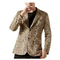thumbnail image 4 of MODA NOVA Big & Tall Men's Vintage Leopard Print Notched Lapel Blazer Brown 2XL, 4 of 6