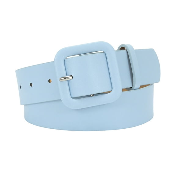 Soumake Women Belt Multi Holes Adjustable Length Square Buckle Faux Leather Waistband Jeans Dress Coats Candy Color Belt