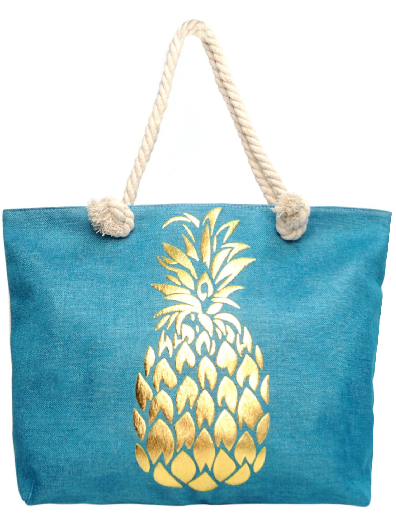 gold pineapple beach bag