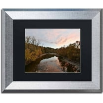 Trademark Fine Art "Rocky River Autumn Sunset" Canvas Art by Kurt Shaffer, Black Matte, Silver Frame