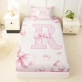 thumbnail image 3 of Manfei Teens Dreamy Romantic Bowknot Letter R Monogrammed Twin Sheet Sets 3pcs,Shabby Chic Bowtie Initial Bedding for Girls Kids,Super Cozy Room Decor, 3 of 5