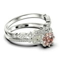thumbnail image 2 of Beautiful 1.75 Carat Round Cut Morganite And Diamond Moissanite Floral Engagement Ring, Antique Wedding Ring, One Matching Band in 925 Sterling Silver With 18k White Gold Plating, Gift For Her, 2 of 3