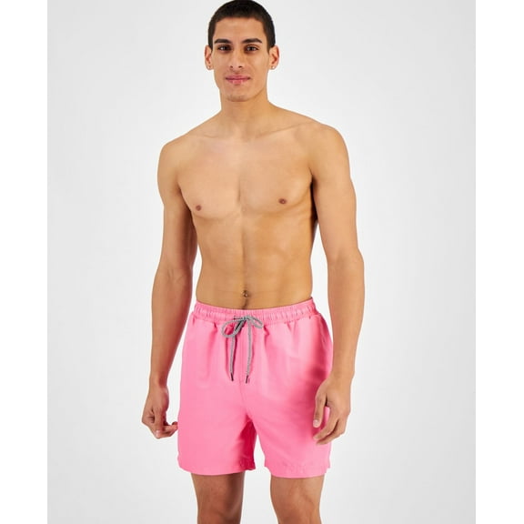 Mens Regular Fit Quick Dry Solid 5 Swim Trunks Cherry Soda S