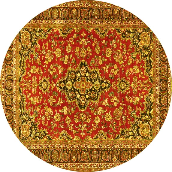 Ahgly Company Indoor Round Persian Yellow Traditional Area Rugs, 8' Round
