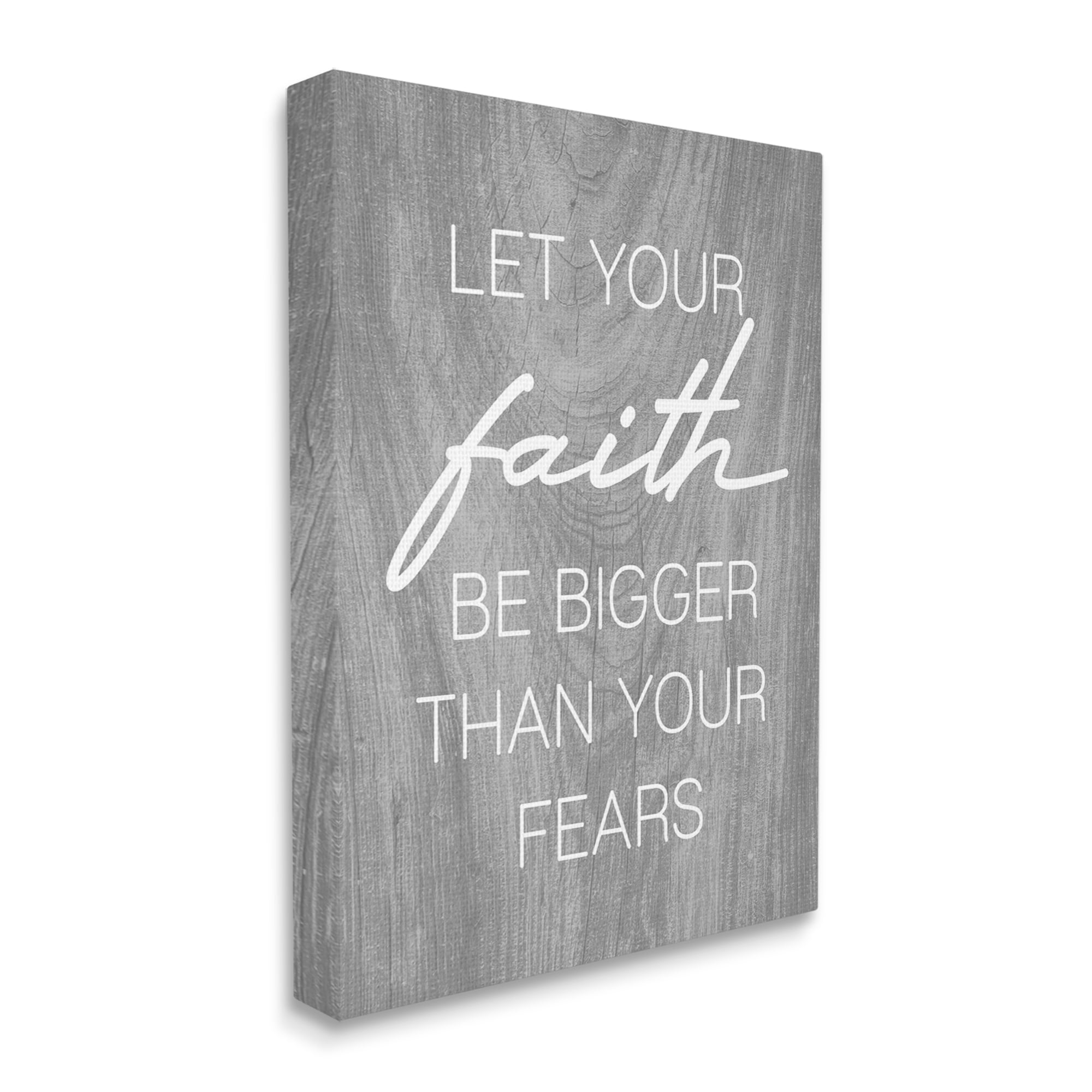 Stupell Industries Faith Bigger Than Fears Quote Rustic Style, 36 x 48, Design by Lil' Rue