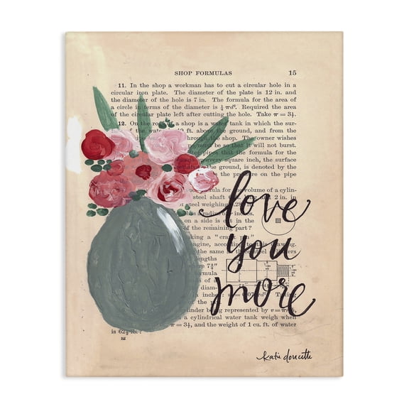 Stupell Industries Cottage Love You More Painterly Book Page Canvas Art, 24 x 30, by Katie Doucette