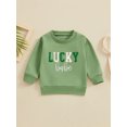 thumbnail image 3 of Elippeo Toddler St. Patrick's Day Toddler Kids Baby Boy Girl Sweatshirts 6M 12M 18M 24M 3Y Fuzzy Letter Embroidery Long Sleeve Round Neck Pullover Loose Tops, 3 of 10