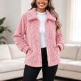 thumbnail image 2 of QIYAGBSA Fleece Jacket for Women Zip Up Collared Soft Warm Winter Coat with Pockets Casual Outwear (Pink, 3XL), 2 of 8