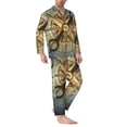 thumbnail image 2 of Naloa Vintage Compass Men’s Pajamas Set - Long Sleeve Button Down Sleep Shirt and Pajama Bottoms Sleepwear Set-Small, 2 of 7