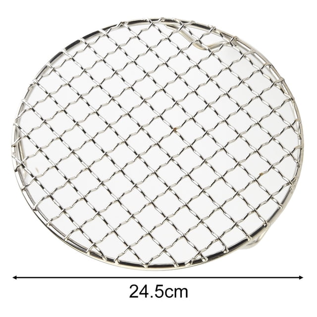 BUYISI Filet de Barbecue Rond en Acier Inoxydable 15cm-60cm avec Pied, Grille de Refroidissement, Support de Barbecue pour Camping Extérieur 24.5cm